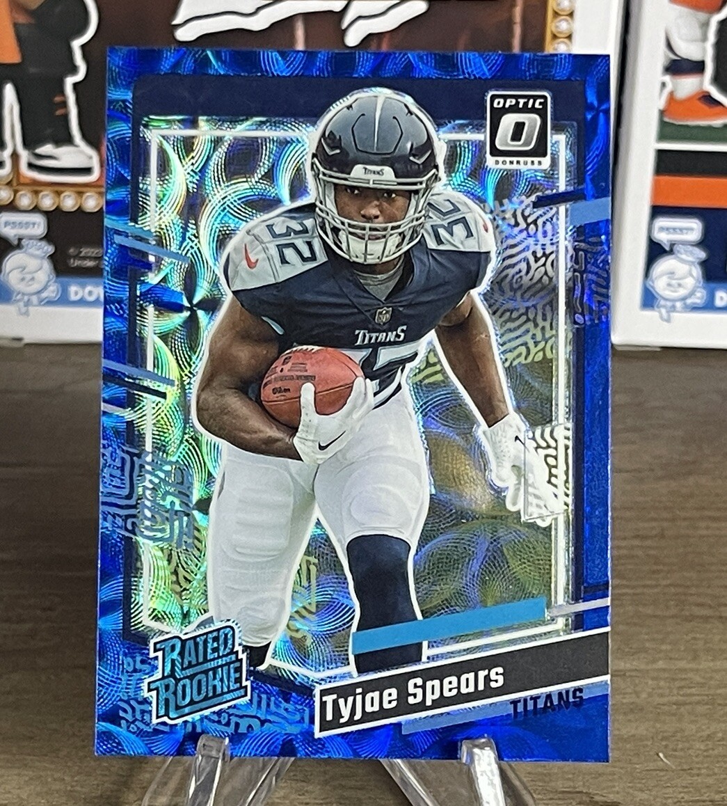 2023 Panini Donruss Optic Preview Tyjae Spears Rated Rookie Blue Scope #396 RC