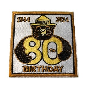 Smokey The Bear 80th Birthday 1944-2024 Collectible Iron on Embroidered Patch