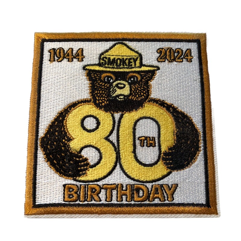 Smokey The Bear 80th Birthday 1944-2024 Collectible Iron on Embroidered Patch