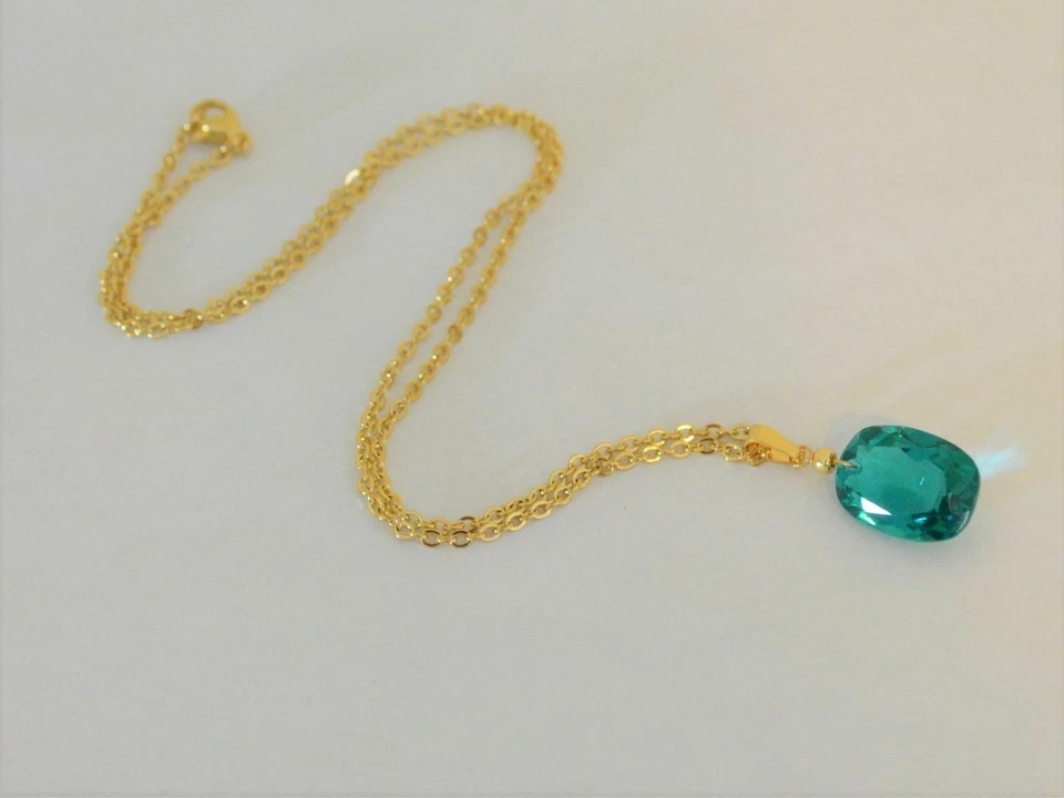 Hermoso Colgante Natural Facetado Turmalina Paraiba Cuarzo Oro Amarillo Hecho a Mano Foto 3 de 4