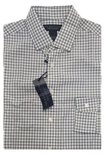  98 The Men's Store Gingham Slim Fit Button Down Shirt Cotton Gray Blue size S.
