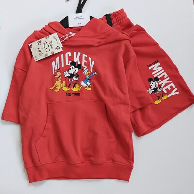 NWT H&M x Disney 100 Red New York 2-piece Printed Sweatshirt Set Sizes 6,  6x,