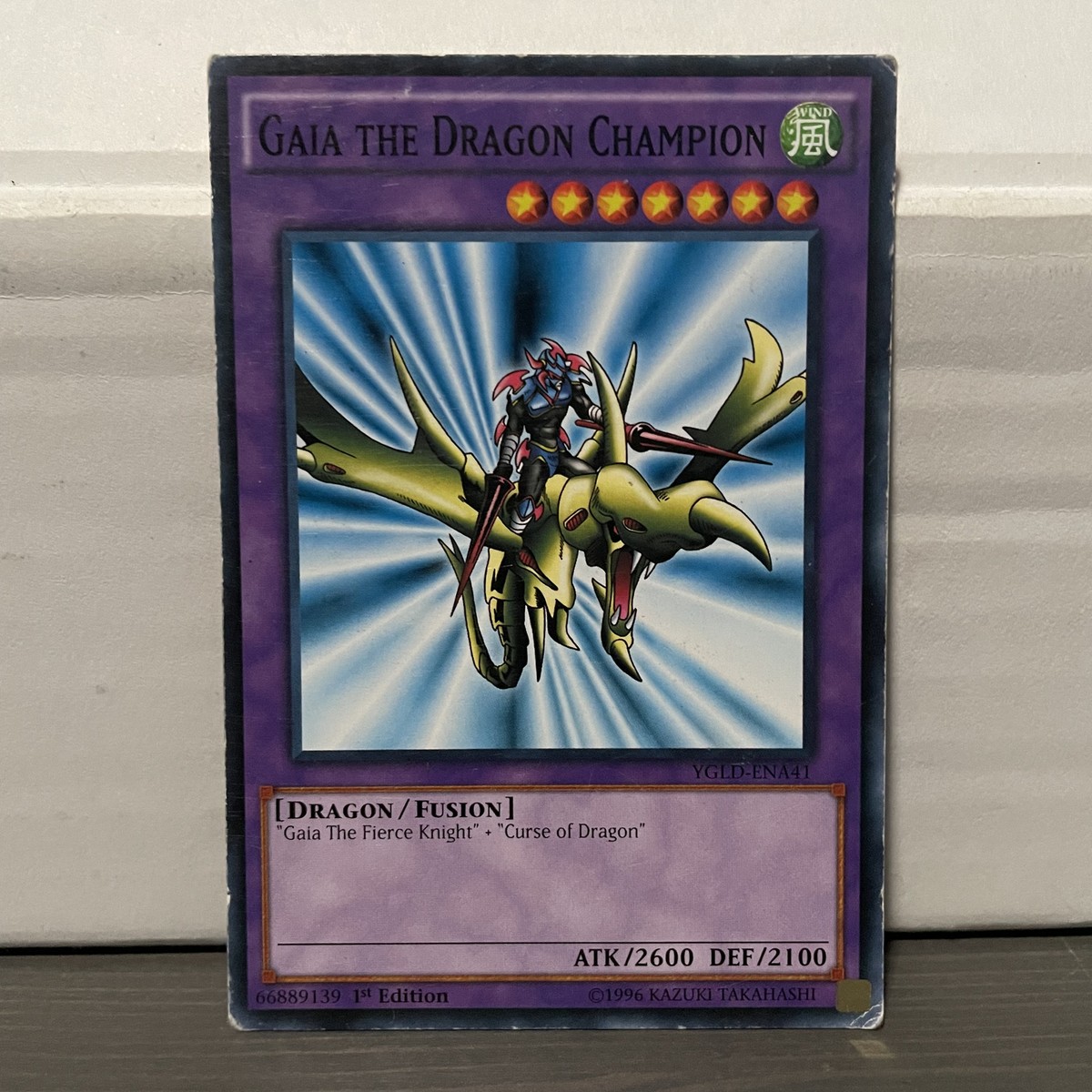 1ST EDITION GAIA THE DRAGON CHAMPION 1996 YGLD-ENA41 YUGIOH CARD (MP/HP)