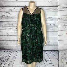 Lane Bryant NWT Size 20 Black - Green Embroidered Sequin Sleeveless Dress