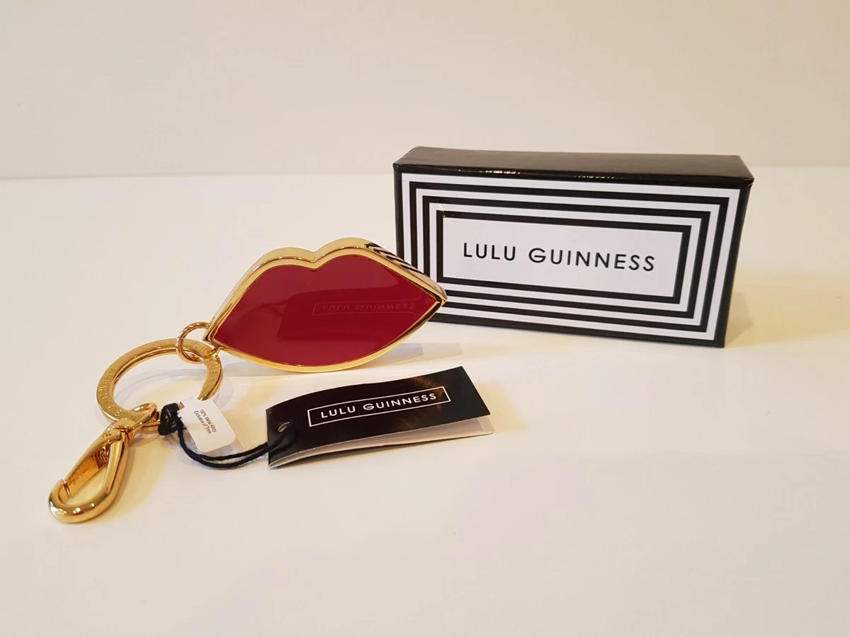 Lulu Guinness Iconic Red Solid Metal Lips Keyring Handbag Charm New In Box