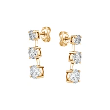 Earring in 14K Yellow Gold 4.80 Ct Lab Created Round Cut Diamond Stud