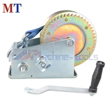 Blue 3500lbs Hand Winch Boat Use Manual Winch W/ 10m (32ft) Strap Winch
