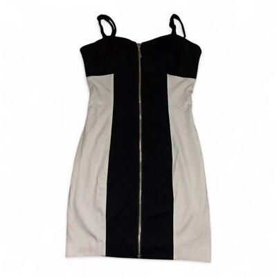 bebe Women's White Black Colorblock Dress Full Front Zip Size XS | eBay