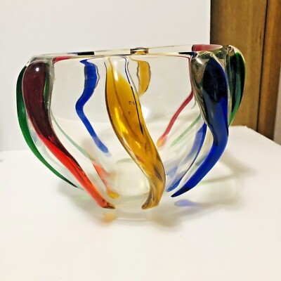 Czech Glass Frantisek Zemek Mstisov Glassworks Rhapsody Collection Bowl MCM