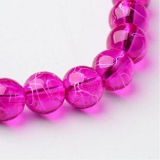 50 Graffiti Glass Beads 8mm Pink Valentine Bulk Jewelry Supplies Speckled White