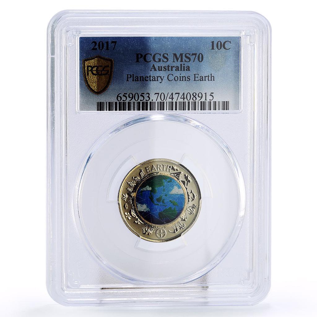 Australia 10 cents Planetary Coin Earth Space MS70 PCGS CuNi coin