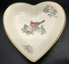 Vintage LENOX SERENADE Heart Candy Bird Flowers Gold Trim Made in USA Dish ( D1)