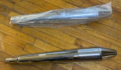 Commando Style 26 1/2'' 1-3/8'' in ID Chrome Muffler PAIR NOS xs 650 Cafe Exhaust 