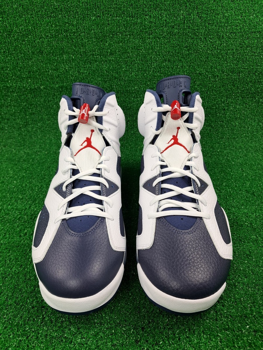 Air Jordan 6 ホワイト/ネイビー Nike Air Jordan 6 Retro Olympic White Navy Blue Men's Shoes