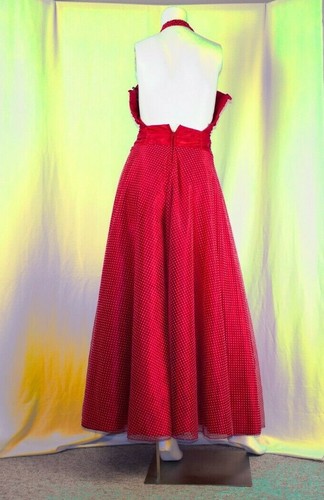 MASQUERADE Red with White Polka Dots Vintage Women Ballroom Gown Dress Size S - Picture 10 of 12