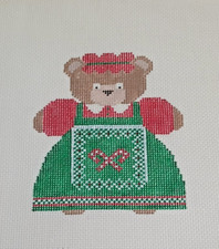Handpainted Needlepoint Canvas Mrs. Claus Bear Ornament Fancy Carole 924 18M