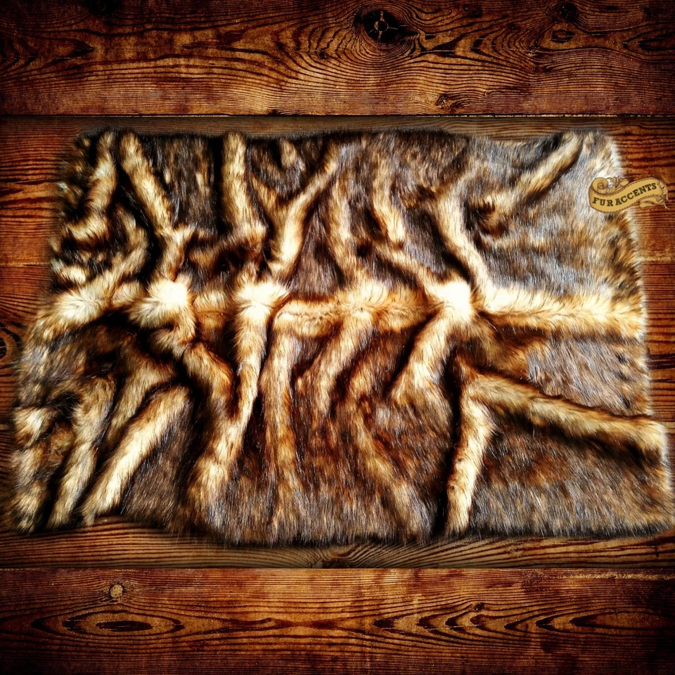 Alfombra de piel sintética con raíces de piel de oso alfombra de tiro alfombra de lobo coyote ACENTOS DE PIEL Foto 3 de 3