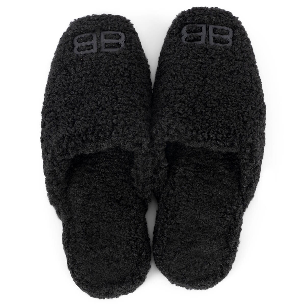 Balenciaga Black Cozy BB faux shearling slippers Shearling Slide- size 43/10 Balenciaga - Furry faux shearling slides Balenciaga main image 4