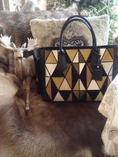 Limited Edition Longchamp Penelope Arty Geometrisch Leder Wildleder ausgefallen