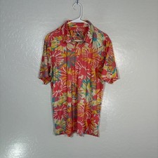 Chubbies Polo Shirt Mens Medium Multicolor Floral Tropical Stretch Weekend Print