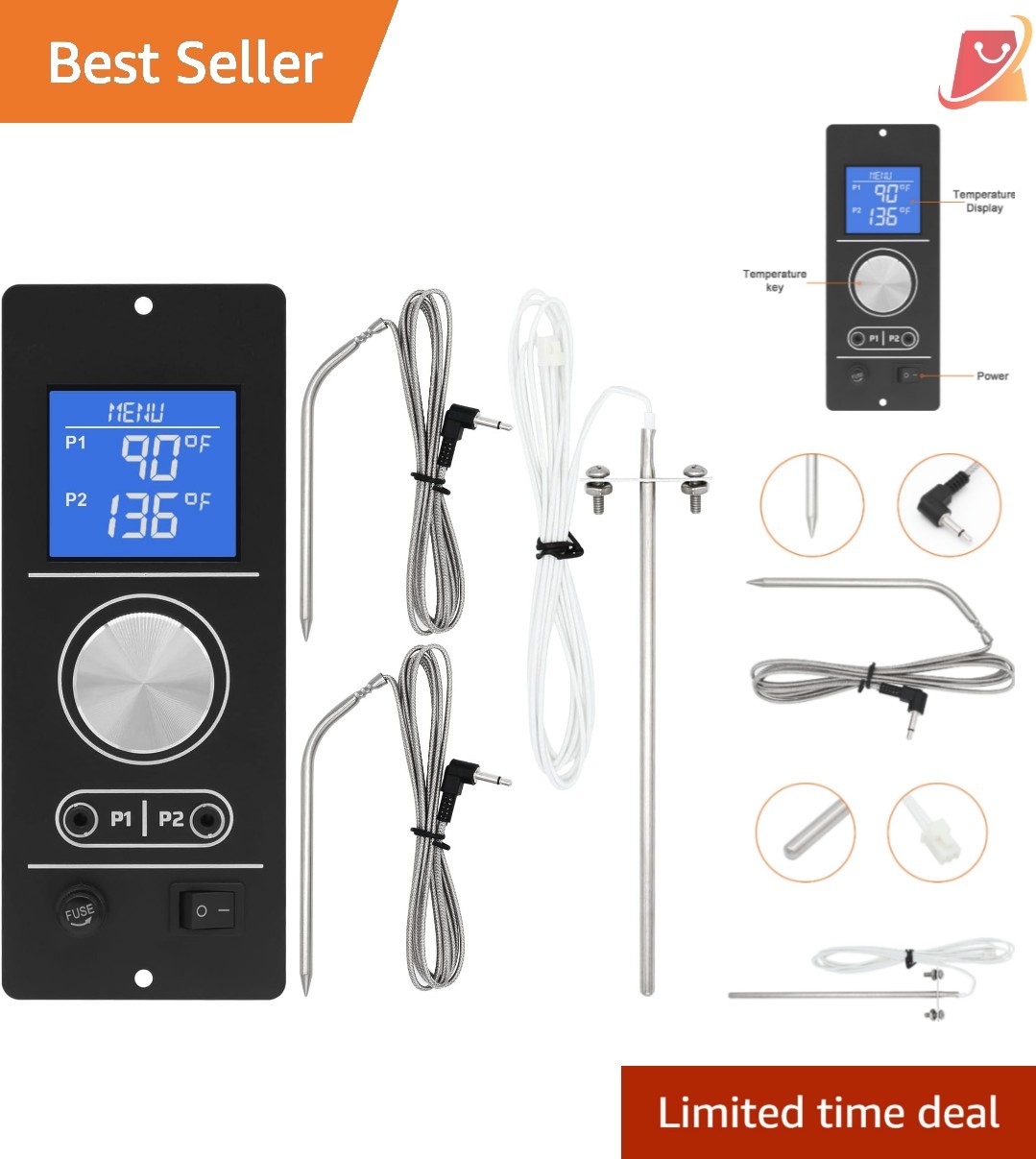 Digital Thermostat Controller for Pellet Grill RTD Probes Ou