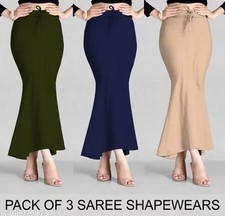 3 Pcs Stretchable Saree Shapewear Petticoat For Women Sari Underskirt Free Size