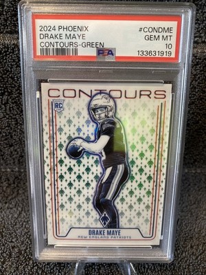 2024 Phoenix Contours Drake Maye #CON-DME Green 10/25 (RC)  JERSEY MATCH! PSA 10