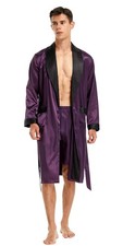 Tony  Candice Men  s Satin Robe Lightweight Long Sleeve Silk Kimono Bathrobe ...