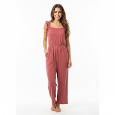 Anthropologie Saturday Sunday Billie Ribbed Jumpsuit Burnt Orange Coastal Summer