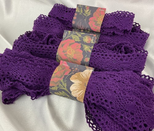 Purple Cotton Scalloped Cluny Lace Trim - Sewing Crafting Supplies