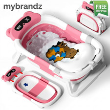 Portable Foldable Baby Bathtub with Soft Cushion Infant Travel Tub Pink