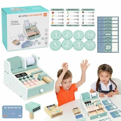 Registrierkassen-Set aus Holz, kreativ, Montessori, für Kinder, Mädchen, Junge