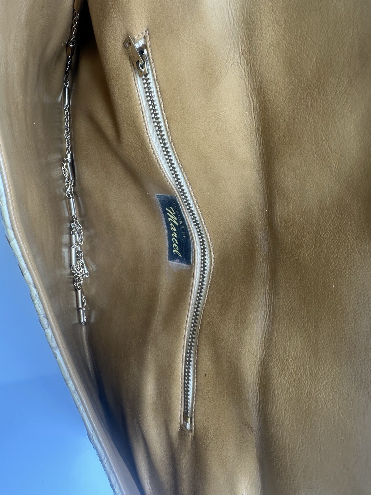 Vintage Marcel Snakeskin Python Print Chain Clutc… - image 10