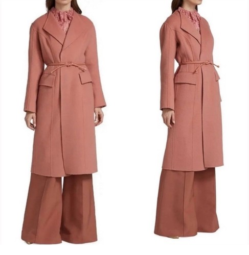 ZIMMERMANN Kaleidoscope Wool Wrap Coat In Lipstick. Size 1/S