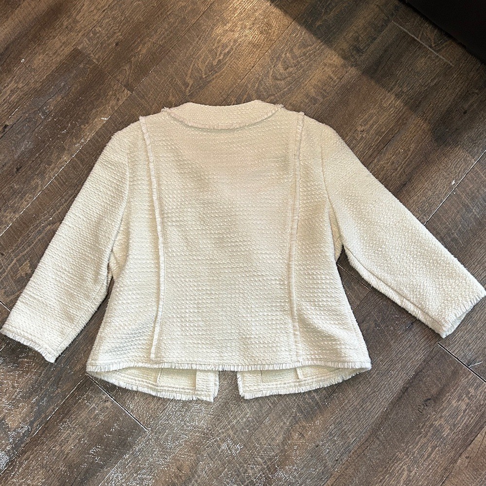 Ruby Rd. Textured Cream & Gold Thread Blazer Jack… - image 4