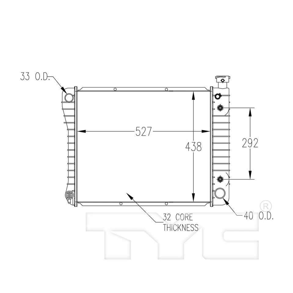 Радиатор в сборе TYC 434 для 88-93 Chevrolet GMC C1500 C2500 K1500 K2500 - Изображение 3 из 4