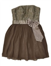 LAONA Womens Strapless Dress UK 12 Medium Brown Colourblock Polyester AX04