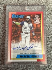 2025 Topps Series Two Marcell Ozuna 1990 Topps 35th Anniversary Auto Orange /25