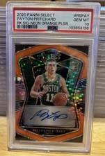 2020-21 Panini Select RC Payton Pritchard Neon Orange Pulsar Prizm /30 PSA 10 
