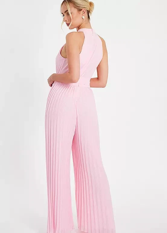 Quiz Blassrosa Plissierter Chiffon Neckholder Overall Übergröße UK 18 (FM201-6) - Bild 4 von 4