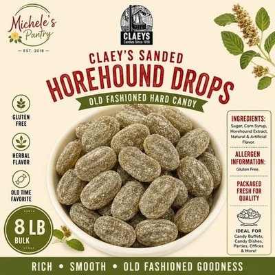 Claeys Sanded Horehound Drops Old Fashioned Nostalgic Candy , 8 lbs