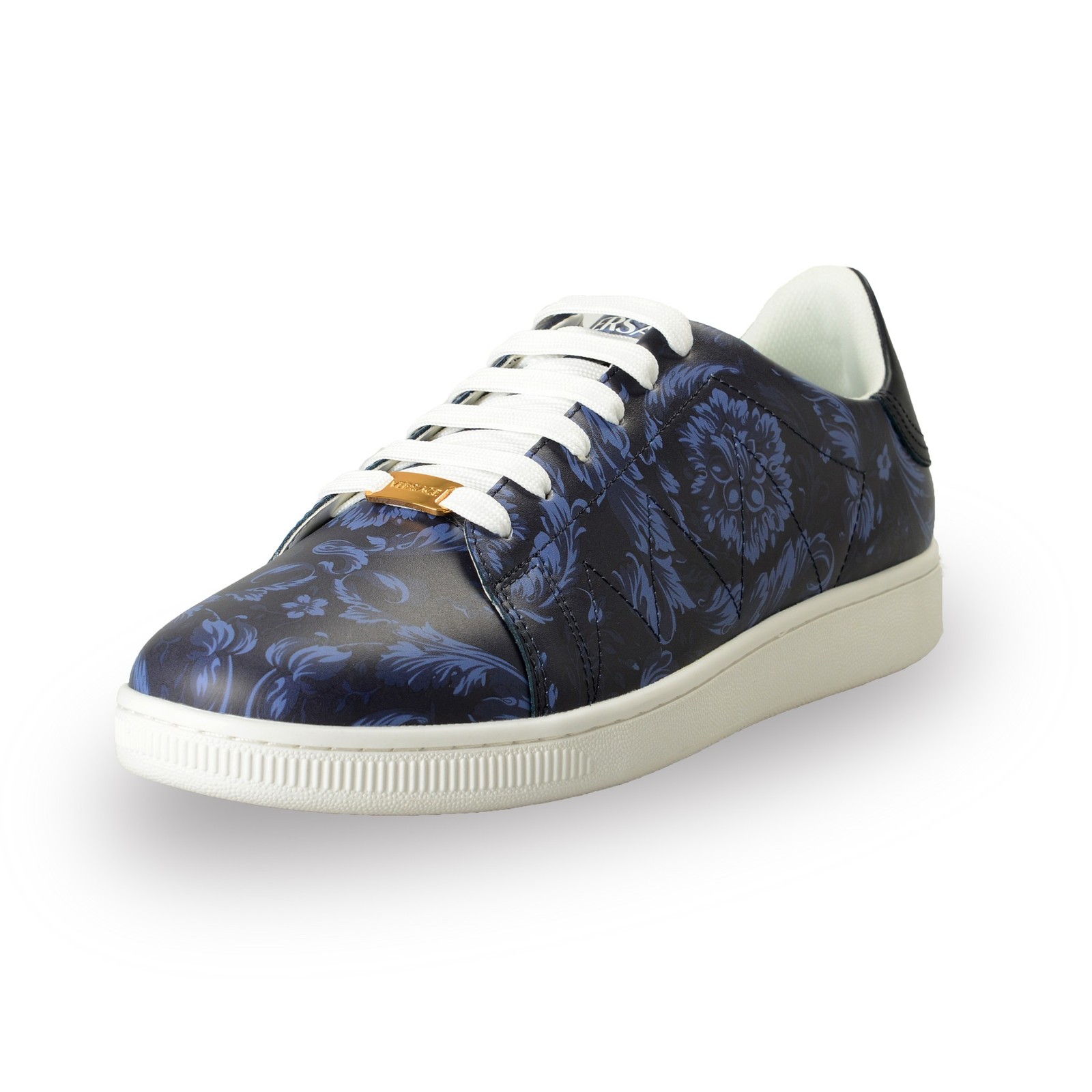 Versace Mens Blue Barocco Print 100 Leather Sneakers Shoes US 9 IT 42 60590₽