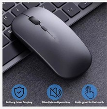 Rechargeable Bluetooth Wireless Mouse Silent Click Portable Optical Mice Black