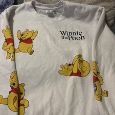 Disney Winnie The Pooh All Over Sweatshirt White LARGE
