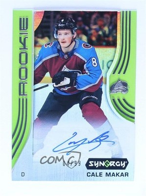 2019-20 Upper Deck Synergy Rookies Green 4/99 Cale Makar #91 Rookie Auto RC 5vt