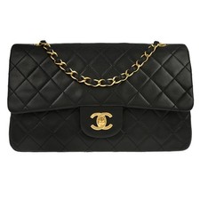 Chanel Black Lambskin Medium Classic Double Flap Shoulder Bag 155574