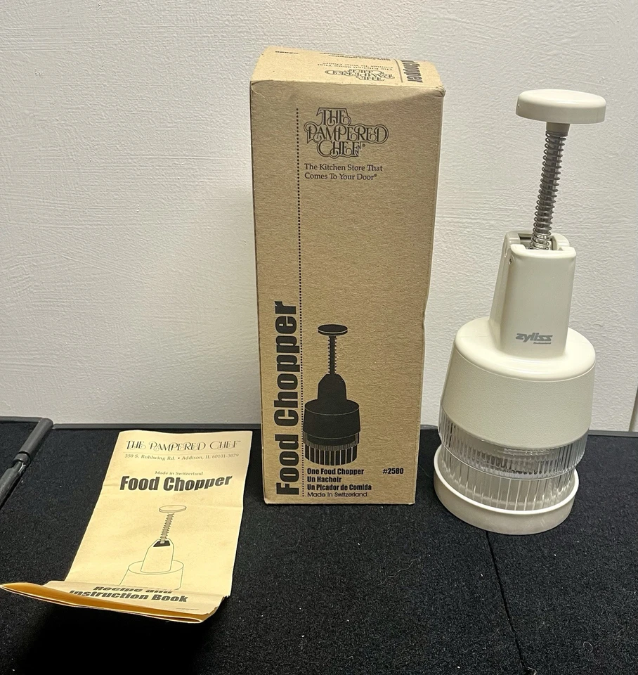 Picadora manual de alimentos Pampered Chef Zyliss 2580 cuchillas de acero inoxidable Suiza Foto 2 de 4