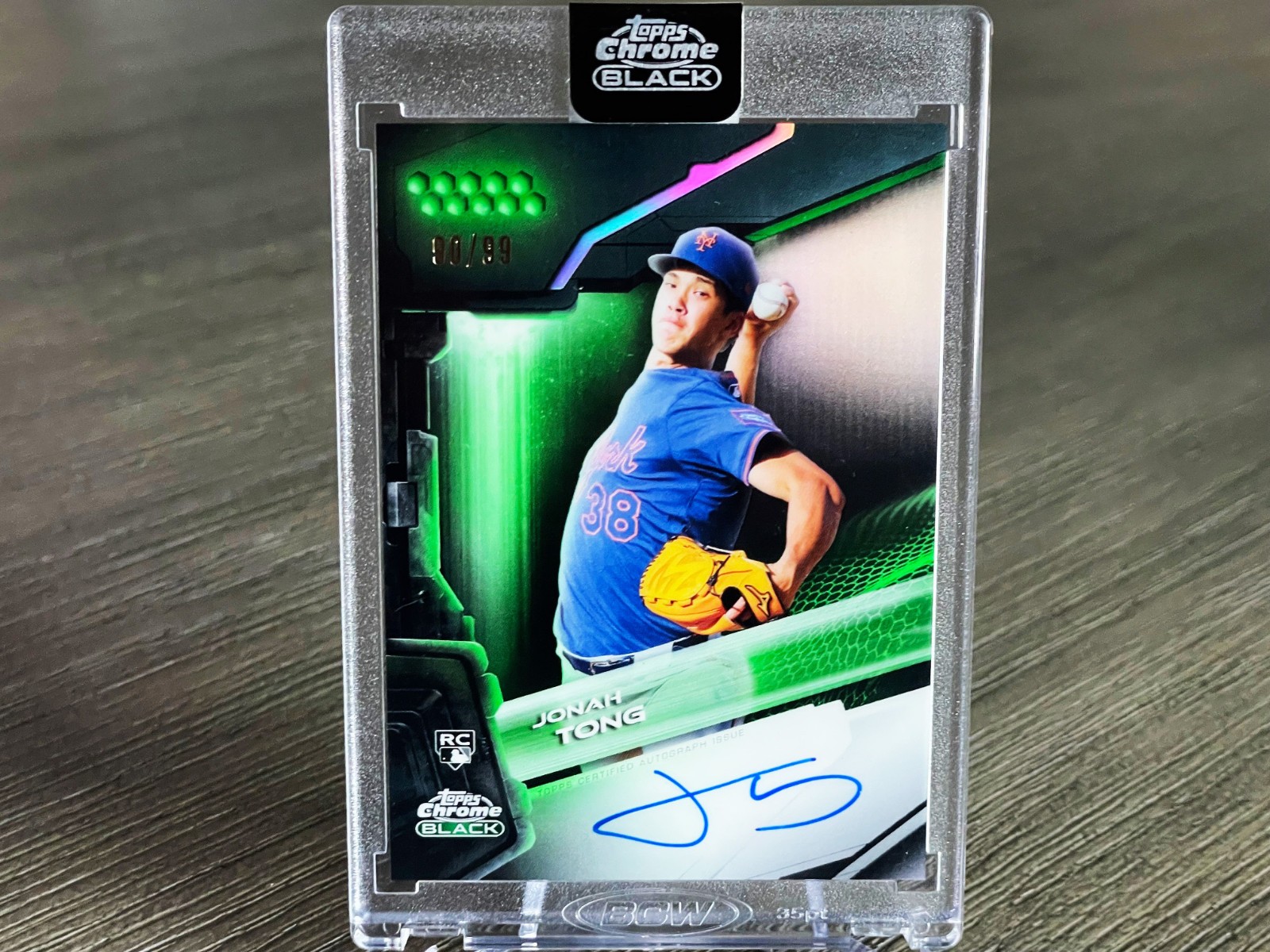 Topps Chrome Black 2026 JONAH TONG RC AUTO True Green 🔥/99 NY Mets ROOKIE