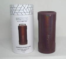 NIB Brumate Hopsulator Slim Can Cooler Holder in Glitter Merlot 12 oz Slim Cans
