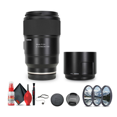 Tamron 90mm f/2.8 Di III VXD Macro Lens (Sony E) + Lens Filter Kit + Cleaning